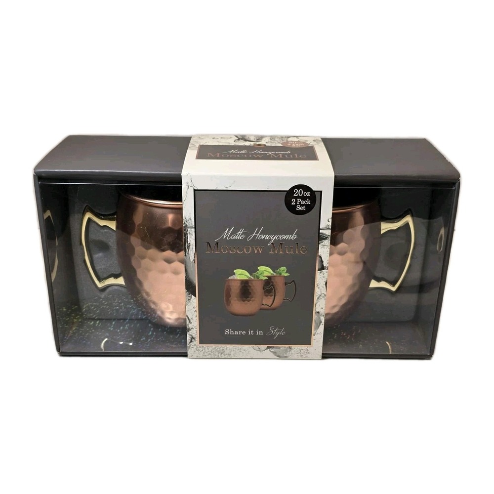 Moscow Mule Mug Set Hammered Copper‎ Finish 20 oz Retro Home Barware Mugs